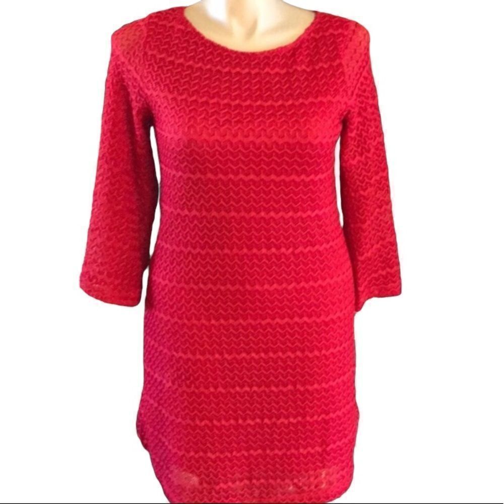 Sharagano Size 12 Red Lace Dress/ Bell Sleeves NWT